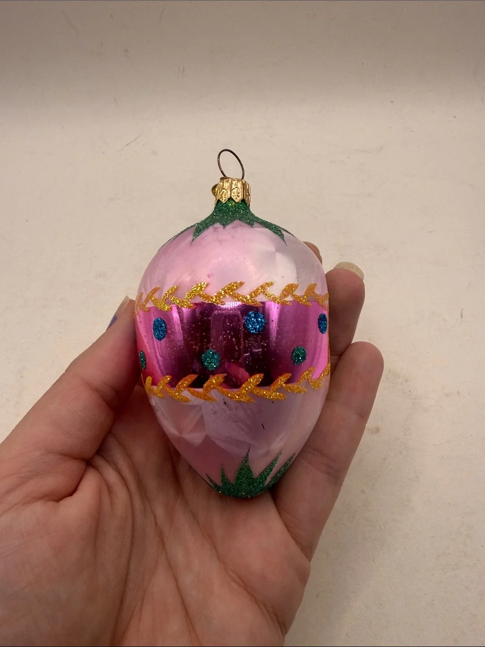 Vtg Christopher Radko Fantasia Reflector Glass Christmas Ornament Egg Collectibl